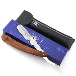 Haryali London Cut Throat Razor Kit with Blades, Wooden Handle, Leather Pouch, Sustainable, Pack of 1