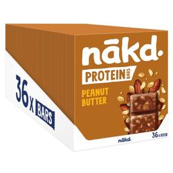 Nakd Peanut Butter Protein Bar - Vegan - Gluten Free - Healthy Snack, 45g (Pack of 36 bars)