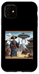 Alien Samurai Warrior Invasion Flying Saucers Case for iPhone 11