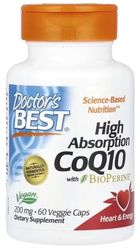 Doctor's Best - CoQ10 avec BioPerine | CoQ10 à absorption élevée, 200mg - 60 gélules végétaliennes