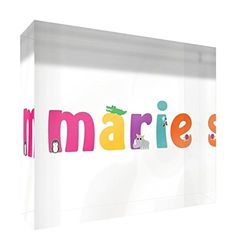 Little Helper recuerdo decorativo de acrílico transparente pulido como diamante estilo illustratif pintado con el nombre de joven Marie 7,4 x 10,5 x 2 cm pequeño