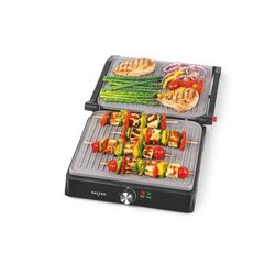 Salter Marblestone Health Grill – Electric Fold-Out Grill & Panini Maker, Non-Stick XL Plates 29 x 23cm, Opens Flat To 180°, Adjustable Temperature Control, Integrated Drip Tray, No Oil Needed, 2200W