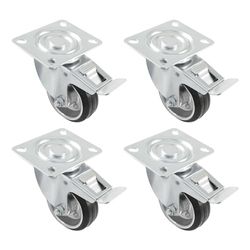 Amig - Pack de 4 Roulettes avec Frein pour Meubles | Ø 80 mm | Roulettes Pivotantes avec Plaque de Montage | Poids Maximum 70 kg | Pour Déplacer des Meubles Lourds | Roulements à Rouleaux