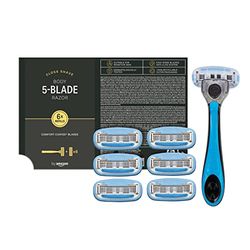 by Amazon Men's Body & Intimate 5-Blade, 1 Razor with 6 Refills