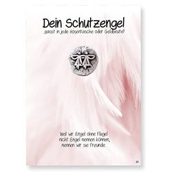 JOJO - Ange Gardien (argenté) - sur Carte Cadeau motivante - Motif Ange de l'amitié - Argenté - 2,8 cm de diamètre