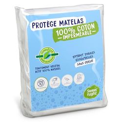 Sweet night – madrasskydd, Greenfirst®, växtbehandling, 140 x 190/200 cm: 100 % naturligt och anti-kvalsteraktivt, vattentät Sweet night-bäddmadrass, fleece av 100 % bomull, absorberande och tyst.