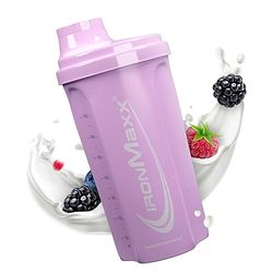 IronMaxx Protein Shaker - lavanda 700ml | Mezclador de proteínas con tapa de rosca, tamiz & escala de medición | a prueba de fugas, apto para lavavajillas y sin plastificantes BPA ni DEHP