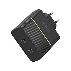 OtterBox EU Caricatore murale Doppia porta, 50W, USB-C PD 30W GaN + USB-C PD 20W, carica Fast Charge per Smartphone e Tablet, resistente a cadute, robusto, ultra durevole, Nero