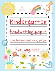 Premium, kindergarten, Preschool Pre-handwriting practice paper with cute background every pages: For beginners, lined paper with dotted midline, large size 8.5"*11"