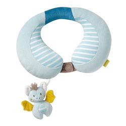 Fehn 065282 Nackenstütze Fledermaus – Nackenkissen mit kleinem Rasseltier für Babys und Kleinkinder ab 6+ Monaten – Maße: 24 x 20 cm
