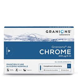 GRANIONS Chrome - 200 µg - Fabriqué en France - Maintien d'une glycémie normale - Coupe Faim - 30 ampoules