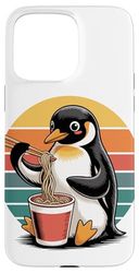 Retro Penguin Instant Cup Noodles Penguins Case for iPhone 15 Pro Max