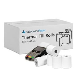 Nationwide Paper 57 x 40 mm Premium Thermal Paper Till Receipt Roll for PDQ Credit Card Machine, POS, EPOS [Pack of 20]