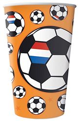 Folat 31079 Bekers Voetbal Oranje 250ml - 8 stuks WK EK voetbal Oranje Nederlands elftal