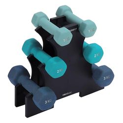 Cecotec DrumFit Dumbbell 123 Neopreen Set met 6 zeshoekige halters met hoge hechting, alle soorten gebruikers, houder inbegrepen, 6 stuks
