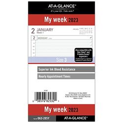 AT-A-GLANCE - Recambio para planificador semanal 2023, 3-3/4 x 6-3/4 pulgadas, tamaño 3 (063-285 años)