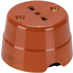 FANTON Presa elettrica bipasso italiana vintage in ceramica colore terracotta 2P+T 16A da parete in porcellana installazione cavo tessile stile retrò 84010TC