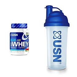Bundle of USN Blue Lab Whey Protein Powder 908g, Wheytella Flavour + USN Protein Shaker, 700 ml