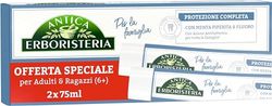 Antica Erboristeria - Dentifricio Family Protezione Completa con Azione Antibatterica, con Menta Piperita e Fluoro - 75 ml x 2