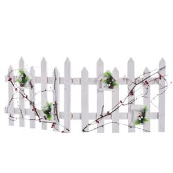 BigBuy Christmas Ornement de Noël Blanc Multicolore Bois Plastique Clôture 98 x 40 x 1,5 cm