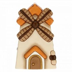 THUN - Figurine crèche Moulin à Vent - Décorations de Noël CASA - Ligne crèche Classique - Céramique - 7,5 x 7,5 x 12,5 h cm