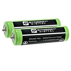 Synergy Digital Baterías de afeitadora, compatibles con Braun 7030923, 67030165, 67030834, 67030923, HR-AAUV, HR-AAUV (Ni-MH, 1,2 V, 2000 mAh), Juego de 2