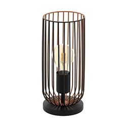 EGLO Roccamena Candeeiro de mesa de 1 holofote, candeeiro de mesa de cabeceira estilo vintage industrial, metal em preto e cobre, casquilho E27