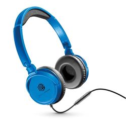 Music Sound Over Ear Basic Wired Headphones | On-Ear Headphones Foldable Headband with 1.2 m Anti-Tangle Cable and Built-in Microphone - 3.5 mm Jack Connection - Blue