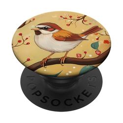 Cute Sparrow On A Branch PopSockets Adhesive PopGrip