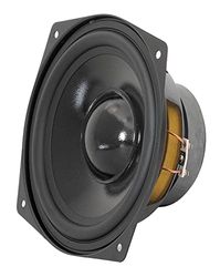 Dynavox 206158 Enceinte de basses compacte 130 mm 8 ohms avec nervure en caoutchouc pour montage automatique dans les boîtiers d'enceintes pour reproduction des médiums et des graves Noir