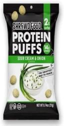 Shrewd Food Protein Puffs, Sour Cream & Onion, 14g Protein, Gluten Free & Non-GMO, 2.25 Oz (Pack of 12)