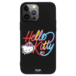 Personalaizer Hello Kitty kalligrafie flexibele beschermhoes voor iPhone 15 Pro Max, zwart