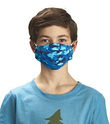 Hatley Unisex Kid's Double Layer Face Mask with Ear Elastic, Dino Camo, 1 Count (Pack of 1)