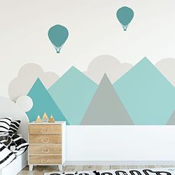 Stickers muraux Enfants - Décoration Chambre bébé - Autocollant Sticker Mural géant Enfant Montagnes scandinaves Oslo - 50x65cm