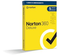 Norton 360 Deluxe 2024, Antivirus per 5 dispositivi, Licenza di 1 anno, PC, Mac, tablet e smartphone