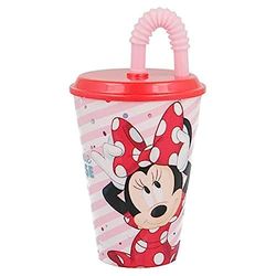 2673; vaso con pajita reutilizable Disney Minnie Mouse; capacidad 415 ml; producto de plástico; No BPA