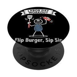 Representantes de entrenamiento de Flip Burger Sip Sip Labor Day PopSockets PopGrip Adhesivo