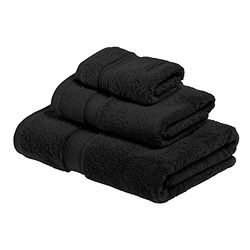 Superior - Ensemble de Serviettes, Coton, Noir, 900 g, 3 pièces