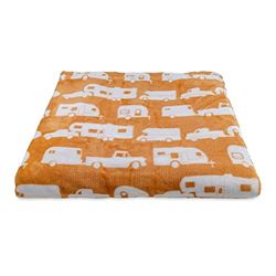Camco 53441 Life is Better at The Campsite Plush Fleece Blanket, Queen Size - Keeps You Warm While at Home, Camping Or on Picnics - Machine Washable - Features a Brand RV Print, Autumn Gold