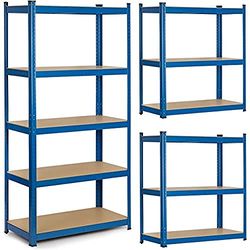 Humberg 4845 kraftig hylla med 5 hyllor av MDF 180 x 90 x 30 cm, blå