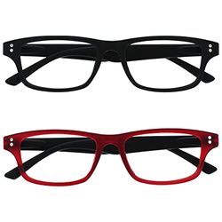 The Reading Glasses Company Nero Rosso Matt Gommato Lettori Valore 2 Pacco Uomo Donna Rr33-Z1 +1,00 - 58 Gr