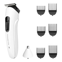 Rowenta Trim & Style 8 in 1, Regolabarba Multifunzione da Uomo, Lame Autoaffilanti in Acciaio Inox, 6 Pettini Fissi, Accessorio Naso e Orecchie, TN8934E0
