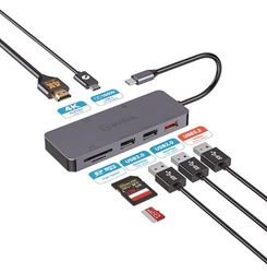 AV:Link | 7-Port USB 3.2 Type-C Multi-Hub Versatile Connectivity for Laptops & Devices. 4K HDMI, 100W PD, Fast Data Transfer, Plug & Play, Sleek Design