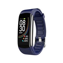 CGGA Blodtryck sportklocka hjärtfrekvens sömn träning stegräknare Bluetooth smart C6T armband temperaturövervakning kropp (färg: blå)