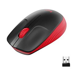 Logitech Wireless Mouse M190, Full Size Ambidextrous Curve Design, 18-Month Battery with Power Saving Mode, USB Receiver, Precise Cursor Control + Scrolling, Wide Scroll Wheel, Scooped Buttons - Red