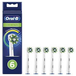 Oral-B Cross Action - Cabezal de cepillo de dientes eléctrico con tecnología CleanMaximiser, cerdas anguladas para extracción de placas más profundas, paquete de 6 unidades, color blanco