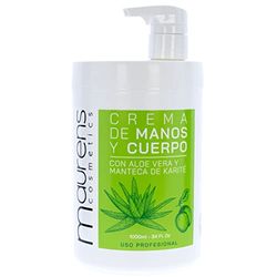 Maurens, Crema de Manos y Cuerpo. Crema Corporal para todas las zonas del cuerpo, manos, cara y cuerpo. Hidratante con Aloe Vera Español y Manteca de Karité. Formato familiar. 1000 ml.