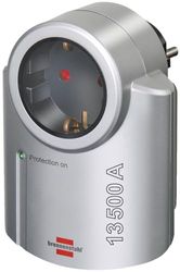 Brennenstuhl Primeiro-Line adaptador tomada com proteção contra picos de tensão até 13,500 A (protetor sobretensão, adaptador para tomada de terra, tomada de proteção) prateado/preto