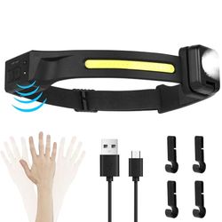 Romon Linterna Frontal Recargable, Frontal Led Recargable Super Brillante Linterna Cabeza LED Vista de 230° Impermeable IPX4, 5 Modos Luz, 24h de Tiempo Ejecución para Pesca, Bicicleta, Camping
