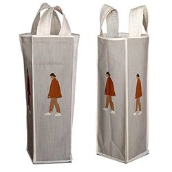 Bonamaison Bolsa de Vino de Lona de algodón Impresa digitalmente, Bolsa de Botella, Tapas de Botella de Vino, Bolsa de Soporte de Vino, tamaño: 16,5 x 31,5 x 7,5 cm